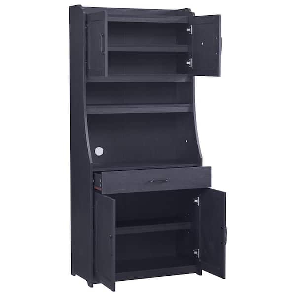 Donason Black Cabinet with Doors, Adjustable Shelves