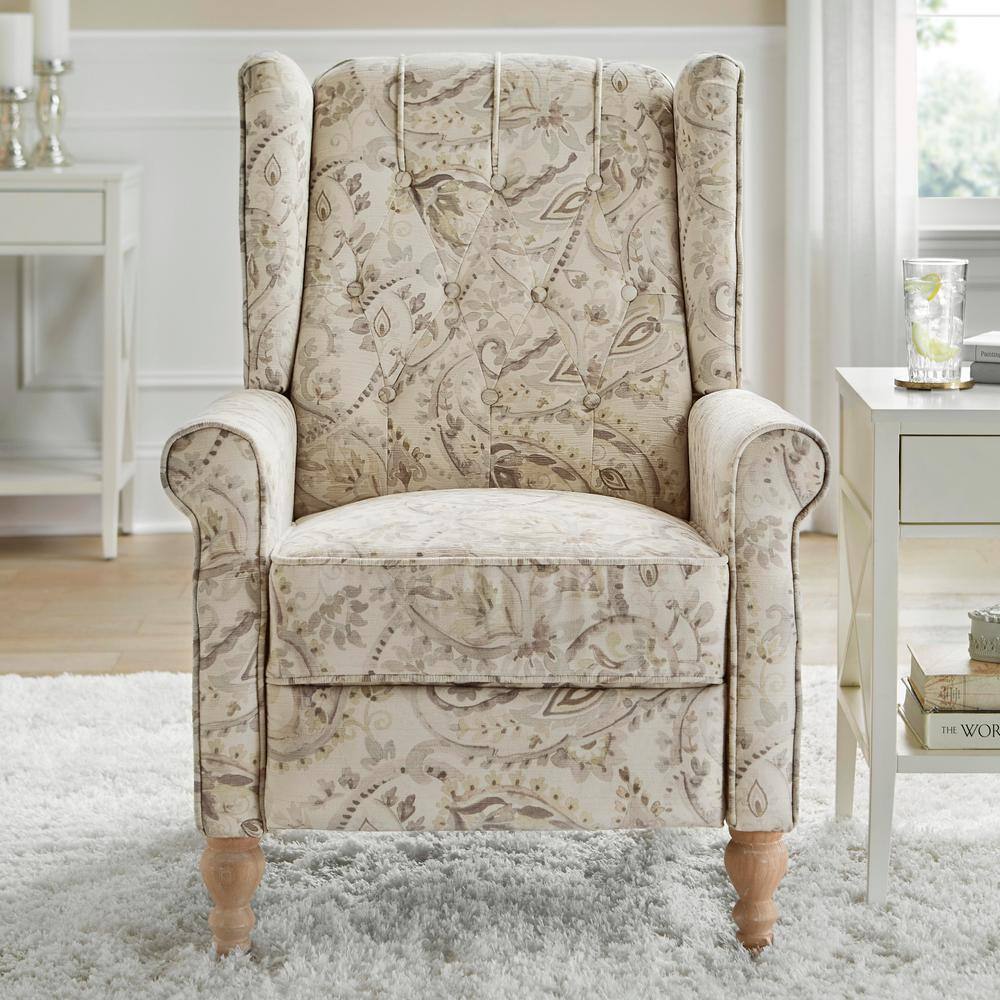 cream tufted recliner