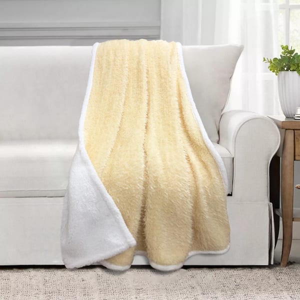 Harper Lane Monica Faux Fur Sherpa Throw 50x60 Beige