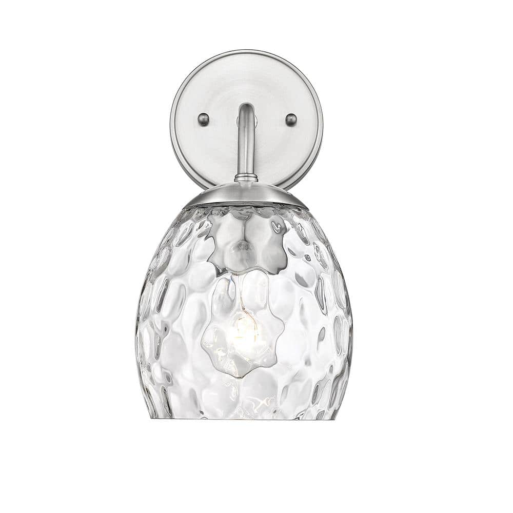 Gallos 6.25 in. 1-Light Brushed Nickel Wall Sconce with Thumb Print Shade price history on PriceWatchPro