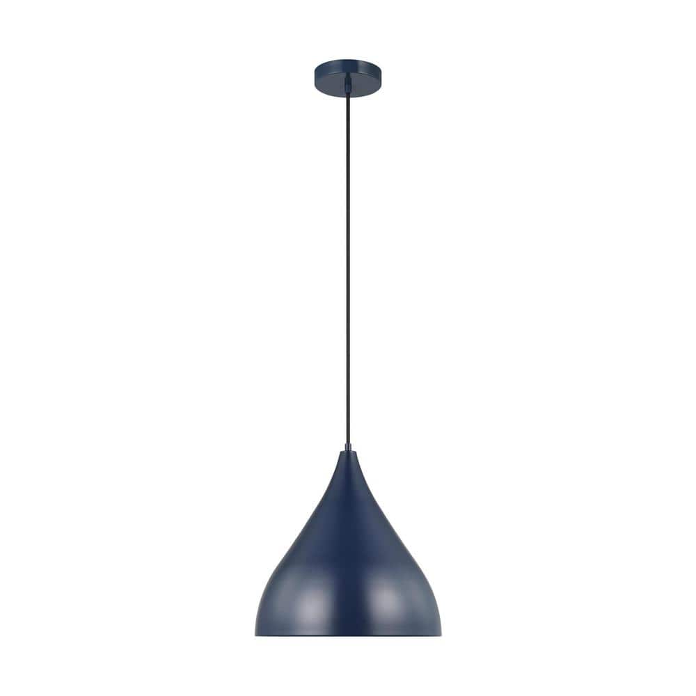 Navy Glass and Brass Indoor/Outdoor Pendant Light