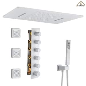4-Spray Dual Shower Heads 20 in. x 24 in. Ceiling Mount Fixed and Handheld Shower Head 2.5 GPM with 3-Jet in Matte White