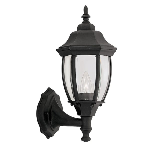 Tiverton Black 1-Light Outdoor Line Voltage Hardwired Porch Light Wall Sconce with No Bulb Included