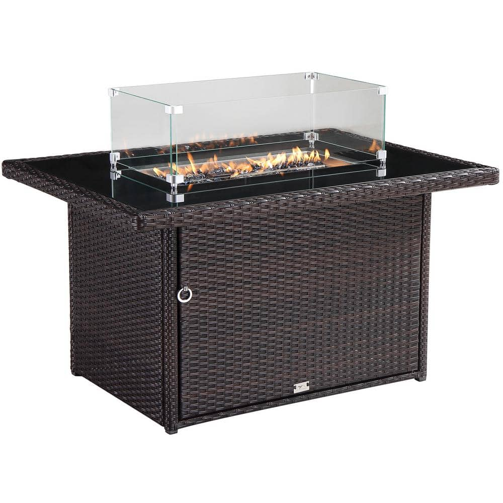 Oakville Furniture 44 in. x 32 in. Outdoor Rectangular Wicker Aluminum ...