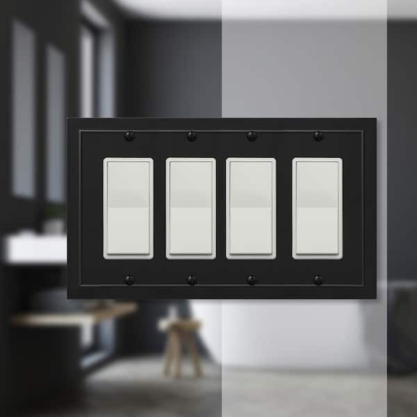 Bethany 4 Gang Rocker Metal Wall Plate - Black