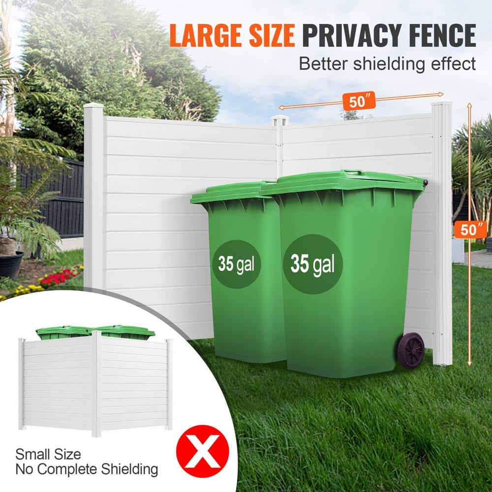 White 50" x 50" Vinyl Outdoor Privacy Screen with Metal Stakes