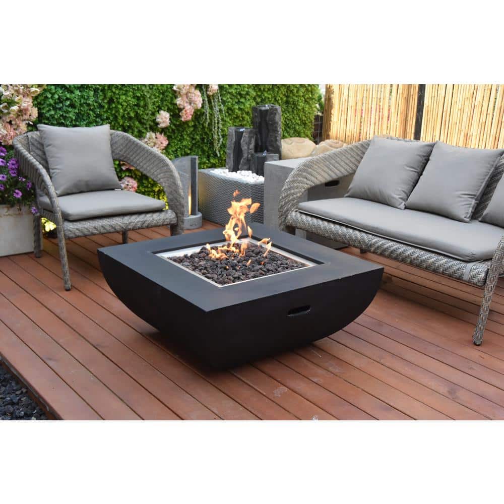 Dockview 34 Inch Black Concrete Gas Fire Pit Table