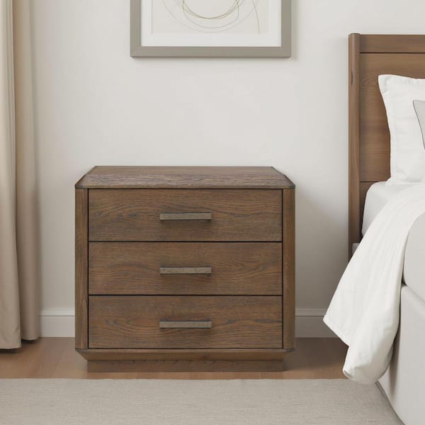 Rosara Brown 3-Drawer 26 in. W Nightstand