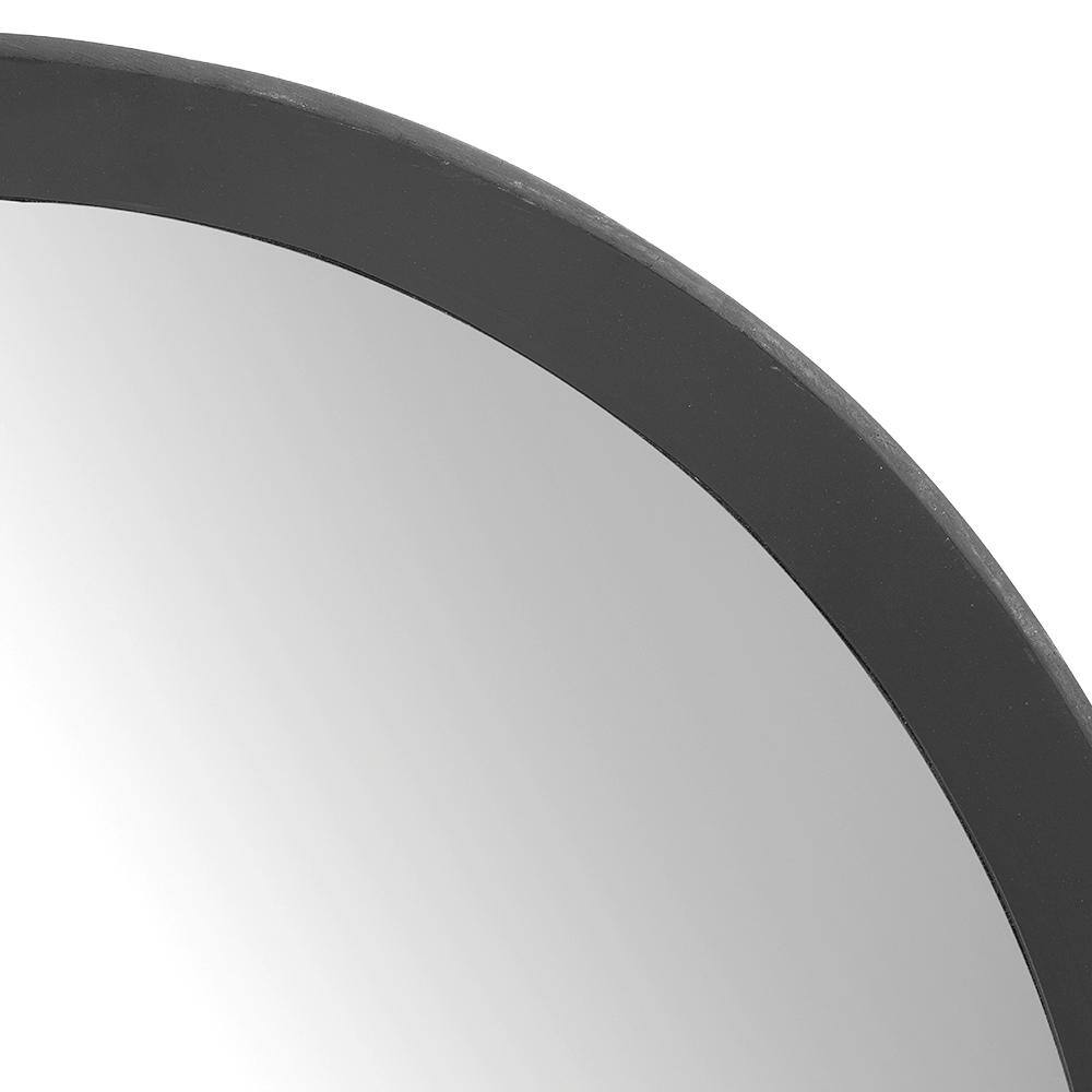 20" Round Black Mango Wood Decorative Wall Mirror