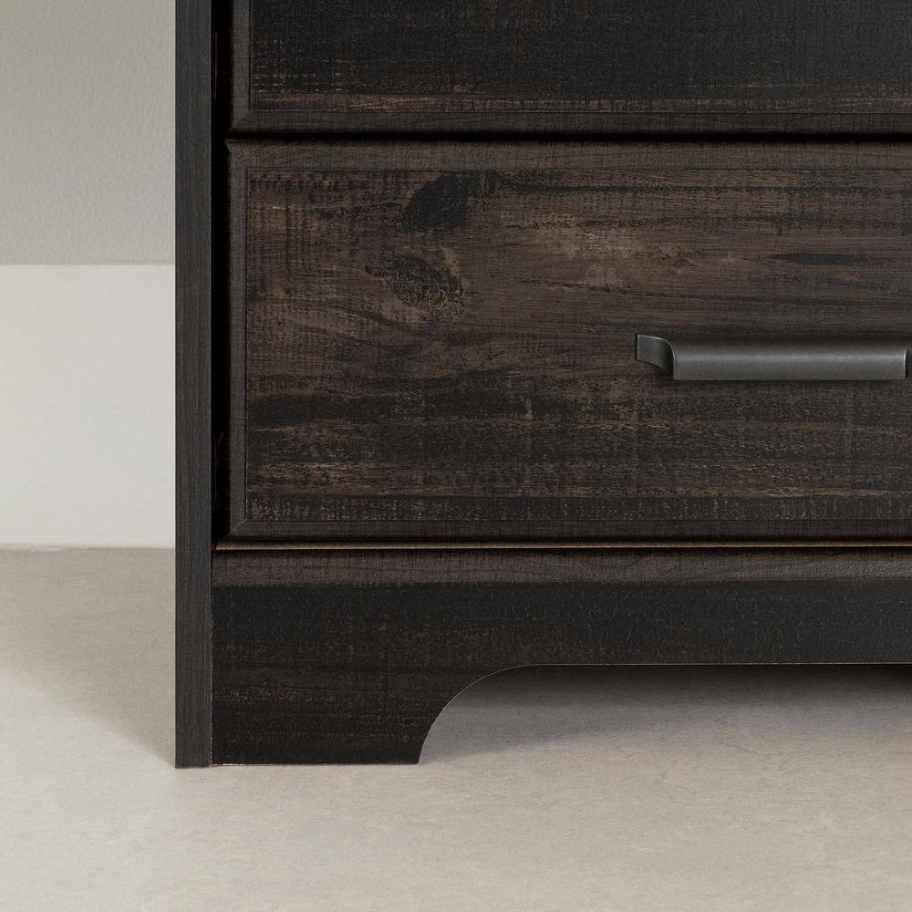 Rubbed Black 2-Drawer Nightstand with Charging Station