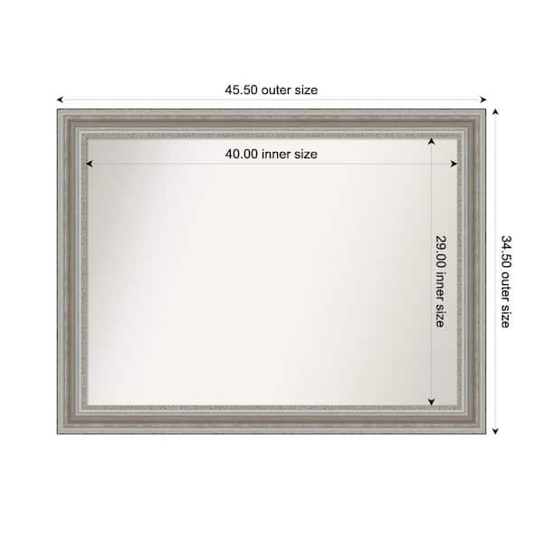 Amanti Art Parlor Silver 45.5 in. x 34.5 in. Custom Non-Beveled Recycled Polystyrene Framed Bathroom Vanity Wall Mirror