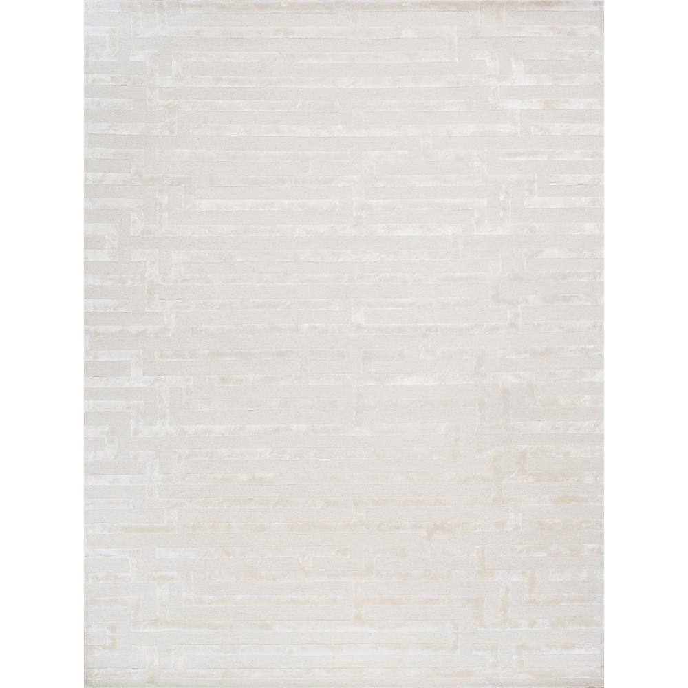 Pasargad Home Edgy Ivory 10 ft. x 14 ft. Geometric Bamboo Silk and Wool Area Rug -  pvny-27 10x14