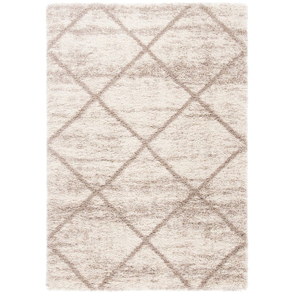 Hudson Shag 6 ft. x 9 ft. Multi Ivory/Beige Geometric Area Rug