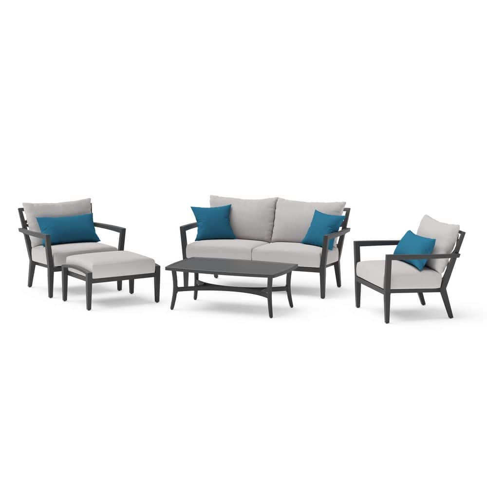 Venetia 5-Piece Aluminum Patio Conversation Seating Set with Sunbrella Gray Cushions price history on PriceWatchPro