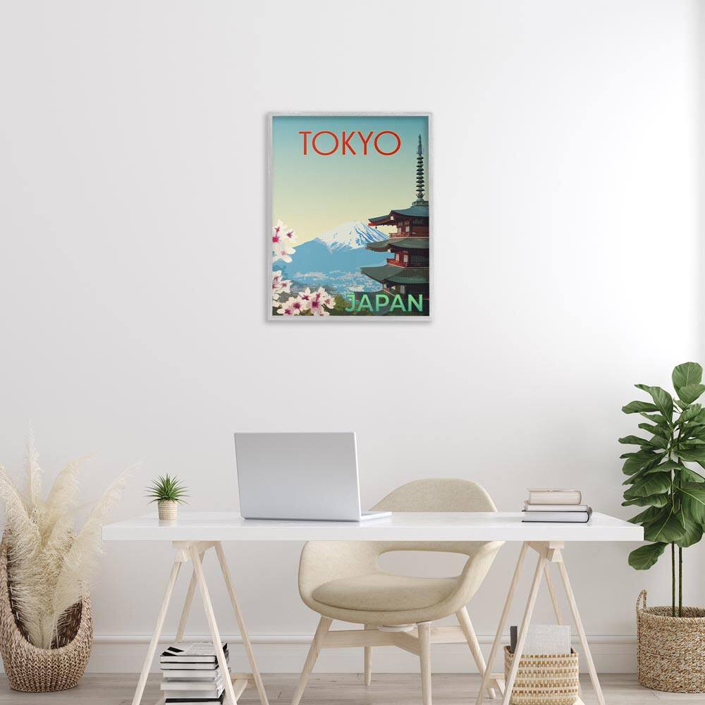 Vintage Tokyo Scenery by Victoria Barnes Gray Framed Abstract Giclee Art Print 30 in. x 24 in. price history on PriceWatchPro