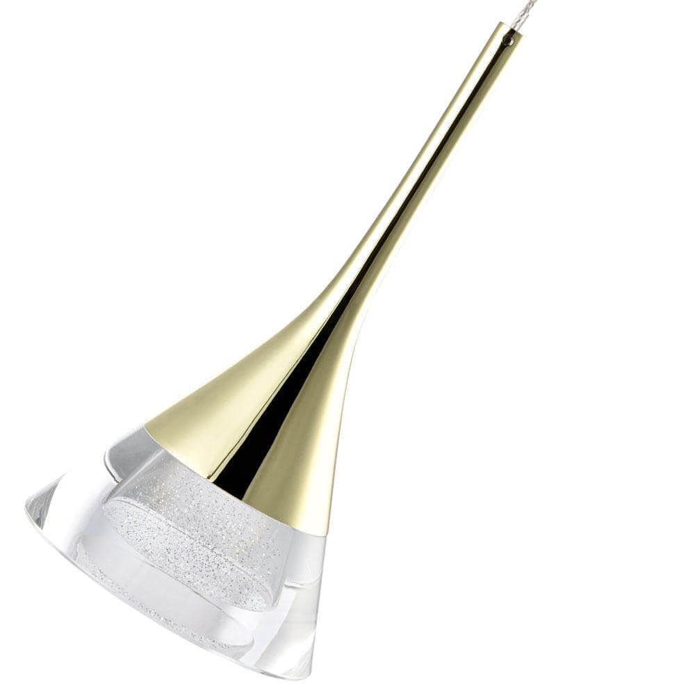 Amalfi Contemporary Gold LED Pendant Light with Acrylic Cone Shade