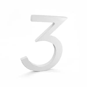 4 in. White Aluminum Floating or Flat Modern House Number 3