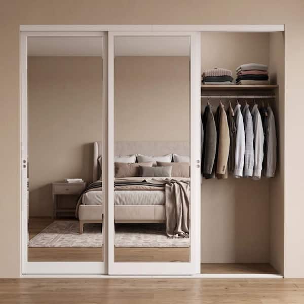 Mir-Mel Espresso Mirror Matching Trim Solid MDF Interior Sliding Door