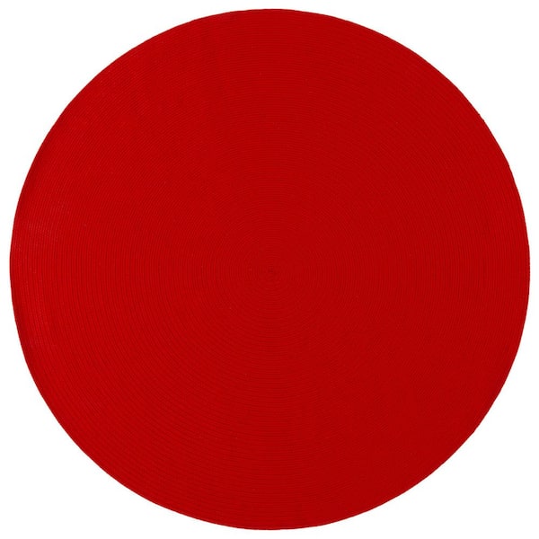 Braided Rust 4 ft. x 4 ft. Machine Washable Solid Color Gradient Round Area Rug