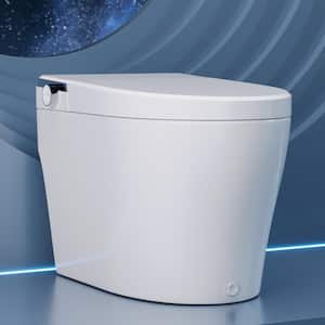1.28 GPF Tankless Elongated Smart 1-Piece Toilet Bidet in White with Auto Close/Open/Flush, Warm Air Dryer