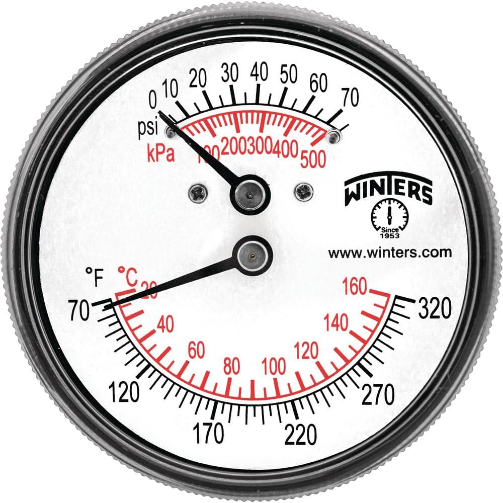 Boiler Gauge tridicator 3-1/2" cadran queue de 3" 0-50 PSI 1/2" LM Comme neuf ou en parfait état. 60-260 F 