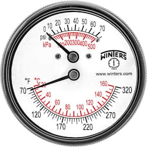 2.5 in. Tridicator/Boiler Temperature and Pressure Gauge
