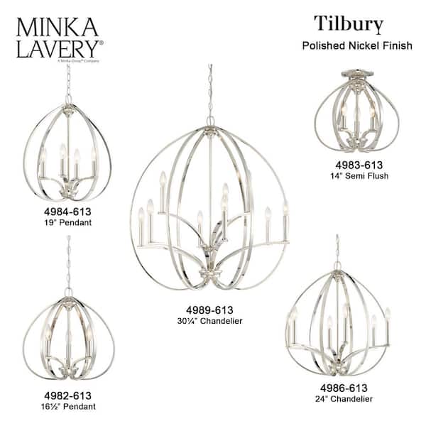 Minka Lavery Tilbury 9 Light Polished Nickel Chandelier 4989-613 - The Home  Depot