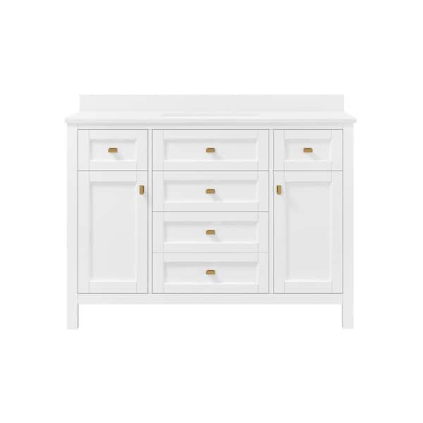 Juniper 48 in. Vanity in White with Engineered Stone Top & Ceramic Basin