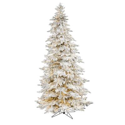 9 ft. Pre-lit Flocked Grand Northern Rocky Fir Artificial Christmas Tree with 8208 Warm Cluster Multi-Function LED Light