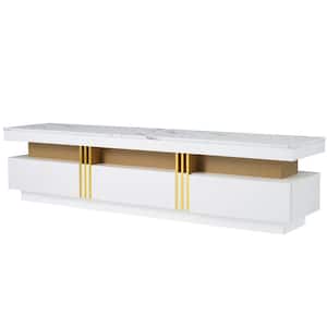 Modern Luxury TV Stand Fits TV's up to 78 in. with 3-Drawers for Living Room, White
