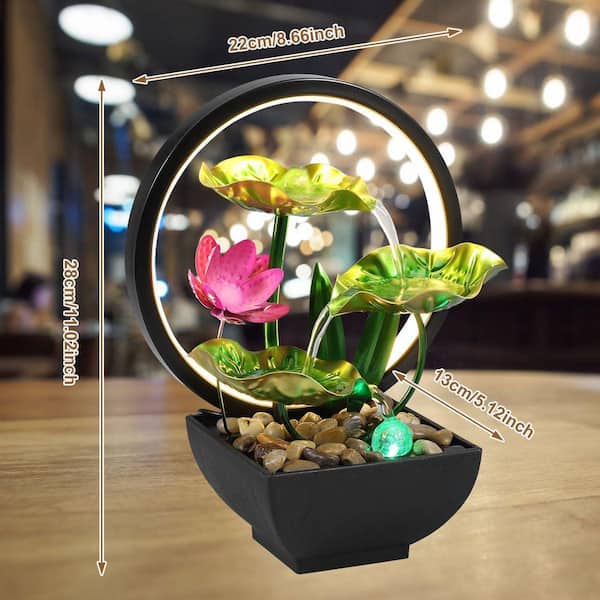 Afoxsos 11 in. USB Powered Metal and Plastic Tabletop Waterfall