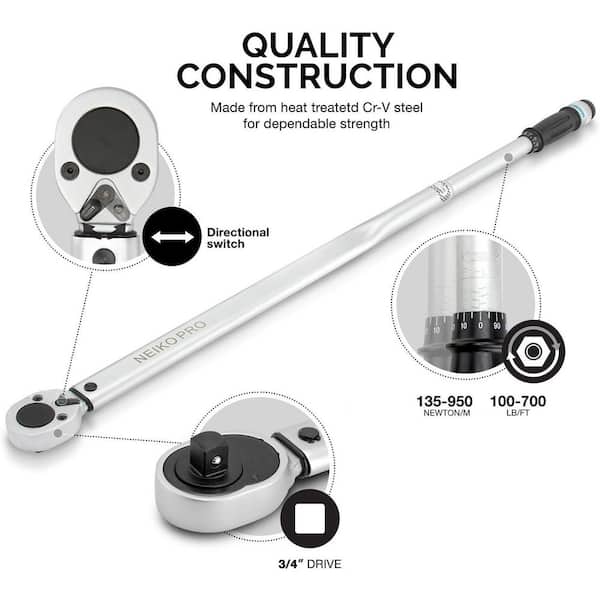 トルクレンチ 950Nm NEIKO PRO 03710B NEIKO 3/4 in. Drive Adjustable SAE Torque Wrench with Torque Click
