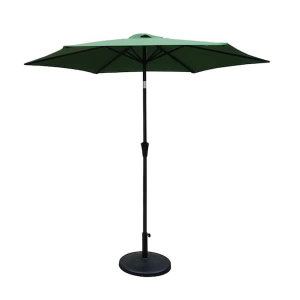 SUNRINX 8.8 ft. Aluminum Market Push Button Tilt Patio Umbrella in Green with 42 lbs. Round Resin Base