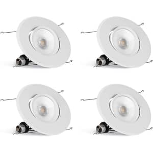 Downlight 6 in. 3000K 75-Watt Equivalent Soft White New Construction Dimmable Gimble Recessed Integrated LED Kit 4-Pack