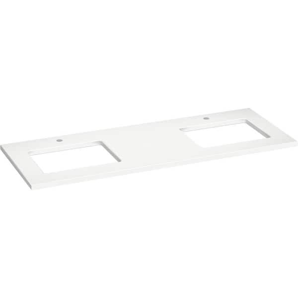Silestone 61 in. W x 22.4375 in. D Quartz Double Rectangle Cutouts with Vanity Top in Miami White