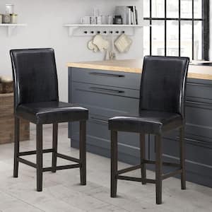 41 in. H Bar Stools High Back Counter Height Barstool Pub Chair w/ Rubber Wood Legs Black (Set of 4)