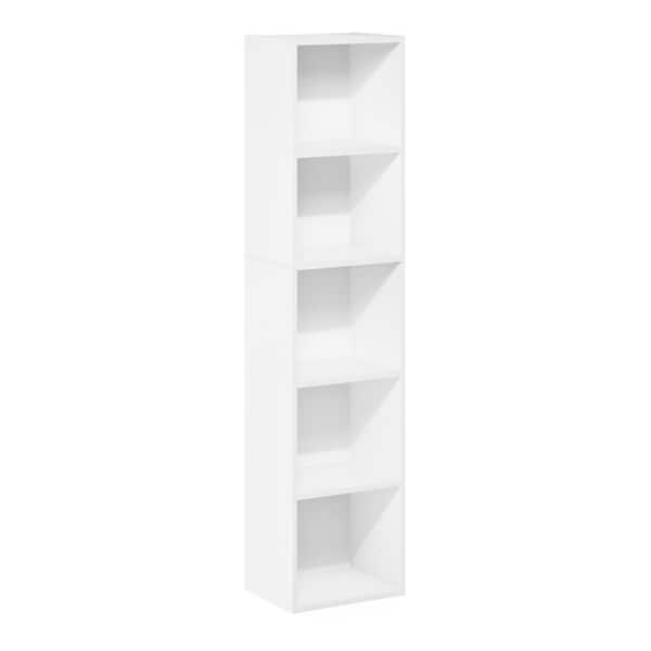 Furinno Pasir 52.1 in. White 5-Shelf Standard Bookcase