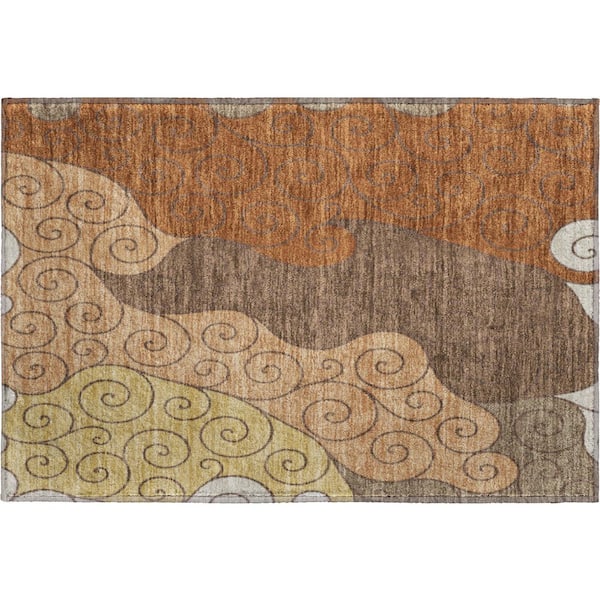 Mayfield Premium Machine Washable Abstract AMF2464 Paprika 2 ft. x 3 ft. Accent Rug