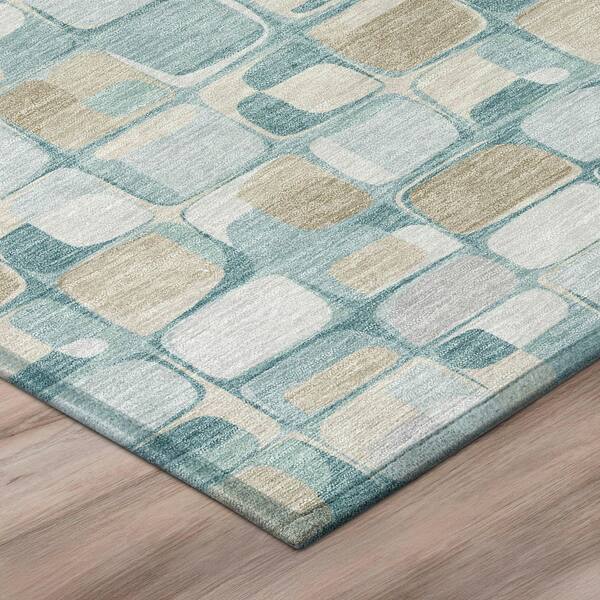 Chantille Machine Washable Indoor/Outdoor Abstract ACN3096 Teal 3 ft. x 4 ft. Area Rug
