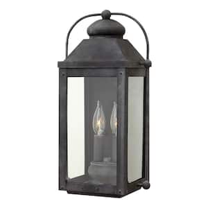 Anchorage 2-Light Aged Zinc LED Outdoor Wall Sconce Lantern