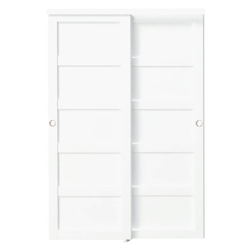 48 in. x 80 in. White Finished MDF. 5 Panel Assembly Required Sliding Closet Door with Hardware Kit, Handle Incl price history on PriceWatchPro