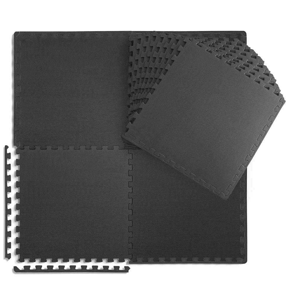 Black 24 in. W x 24 in. L x 0.75 in. Thick EVA Foam Double-Sided T Pattern Gym Flooring Tiles (18 Tiles/Pack 72 sq. ft.) price history on PriceWatchPro