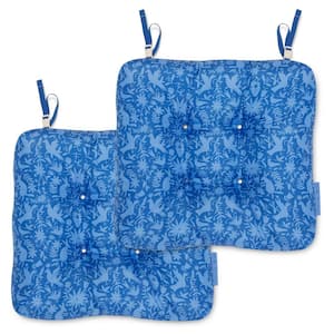 Frida Kahlo 19 in. Patio Seat Cushions in Animalitos Azules (2-Pack)
