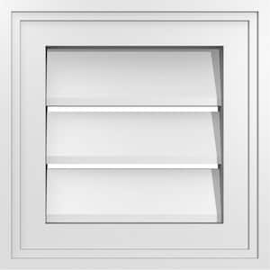 12 in. x 12 in. Vertical Surface Mount PVC Gable Vent: Functional with Brickmould Frame