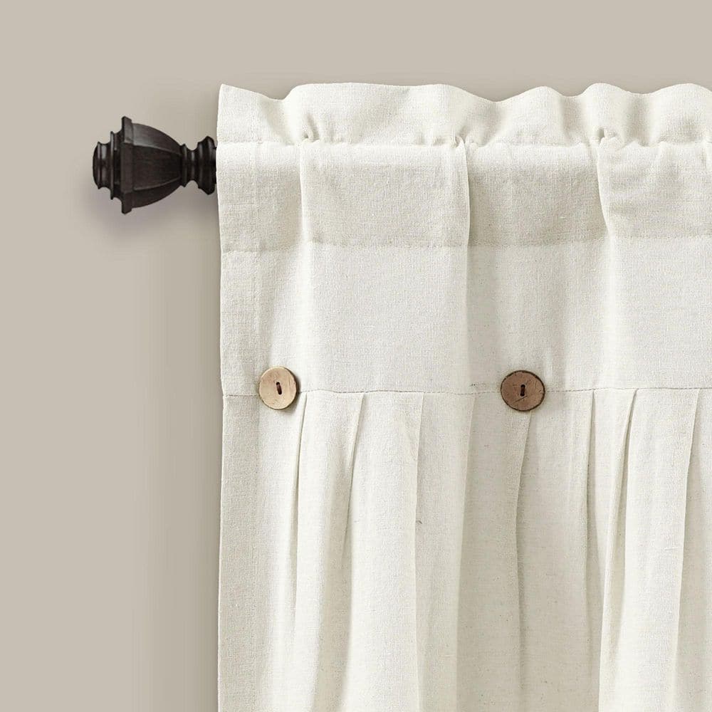 Off-White Linen Button Detail Window Valance