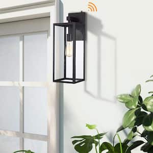 Martin 21 in. 1-Light Matte Black Hardwired Outdoor Wall Lantern Sconce with Dusk to Dawn (2-Pack）