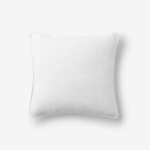 Linen White Solid Machine Washable 18 in. x 18 in. Throw Pillow Cover
