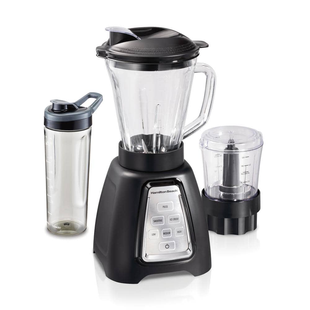 Hamilton Multiblend 52 6-Speed Black Countertop with Glass Jar Travel Jar and Food Chopper 58242 - The Home Depot