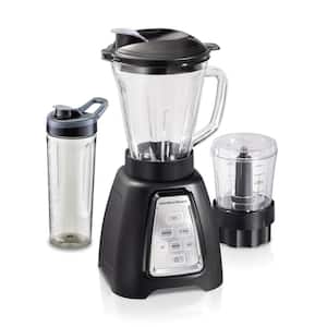 Multiblend 52 oz. 6-Speed Black Countertop Blender with Glass Jar and Travel Jar and Food Chopper