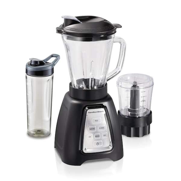 Hamilton Beach MultiBlend 52 oz. 6-Speed Black Countertop Blender with Glass Jar and Travel Jar and Food Chopper 58242